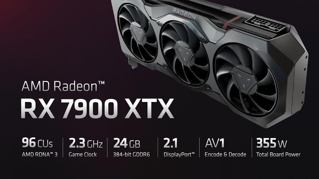 Specificatiesheet van de AMD Radeon RX 7900 XTX-gpu.