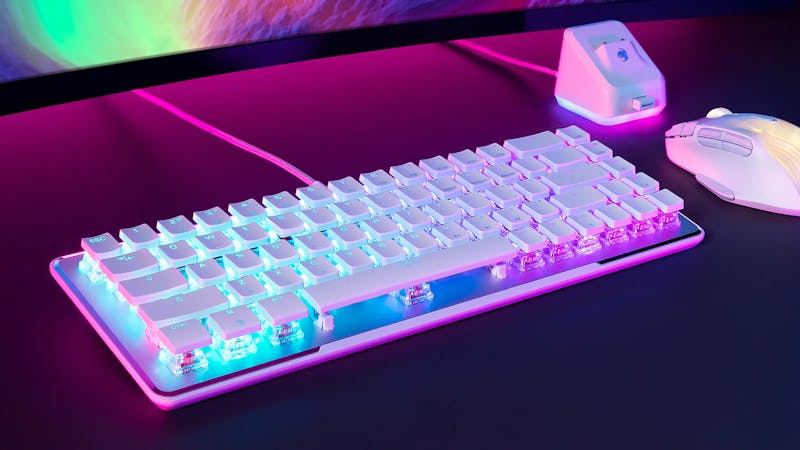 Foto van de witte Roccat Vulcan II Mini.