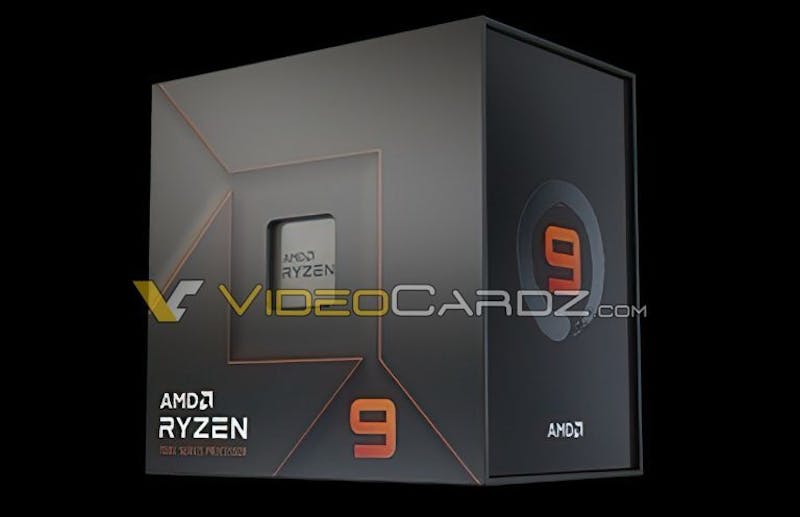 Vermoedelijk gelekt beeld van een nieuwe verpakking voor een Ryzen 9-processor uit de Zen 4-generatie.