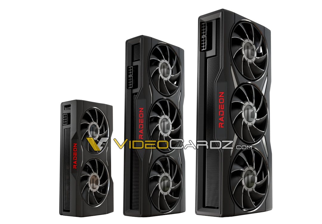 Gelekte foto van de Radeon RX 6650 XT, RX 6750 XT en RX 6950 XT.