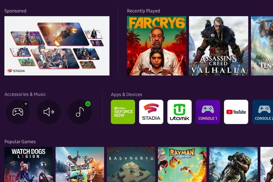 Samsung brengt Google Stadia en GeForce Now naar nieuwe tv's