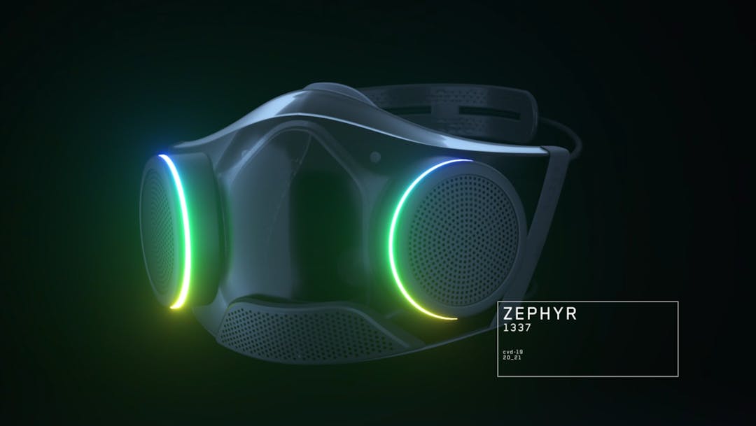 Render van Razer's mondmasker, nu 'Zephyr' genaamd.