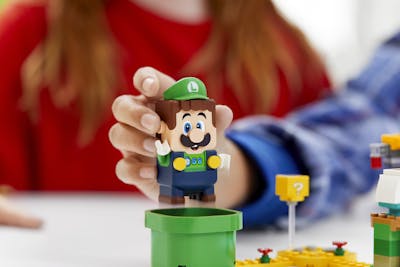 Lego Luigi kan interactie met Lego Mario hebben