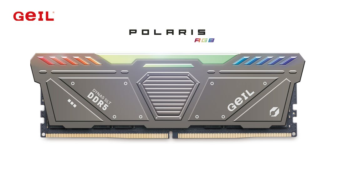 Promotionele afbeelding van een Polaris RGB-geheugenmodule, GeIL's eerste DDR5-kit.