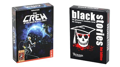 Win de gezellige partygames De Crew en Black Stories!