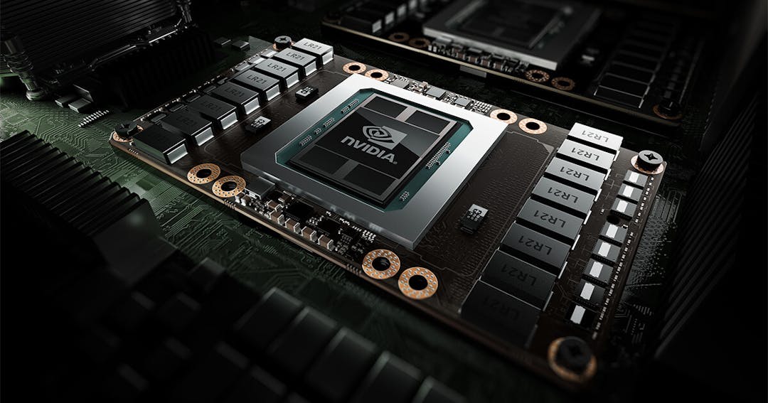 Render van een NVIDIA grafische chip in een groter systeem