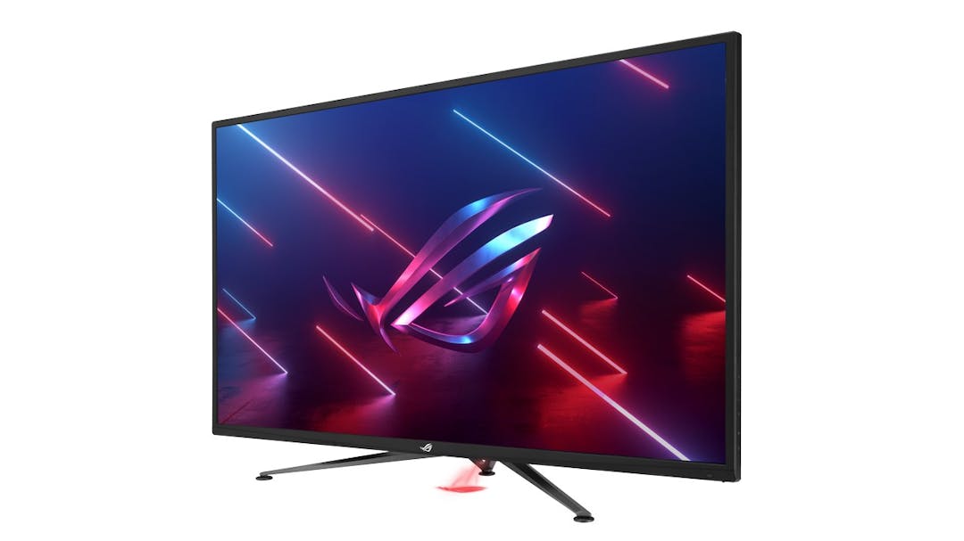 Render van ASUS' nieuwe ROG-monitor, welke 4K-resoluties op 120 Hertz beeldverversing kan vertonen.