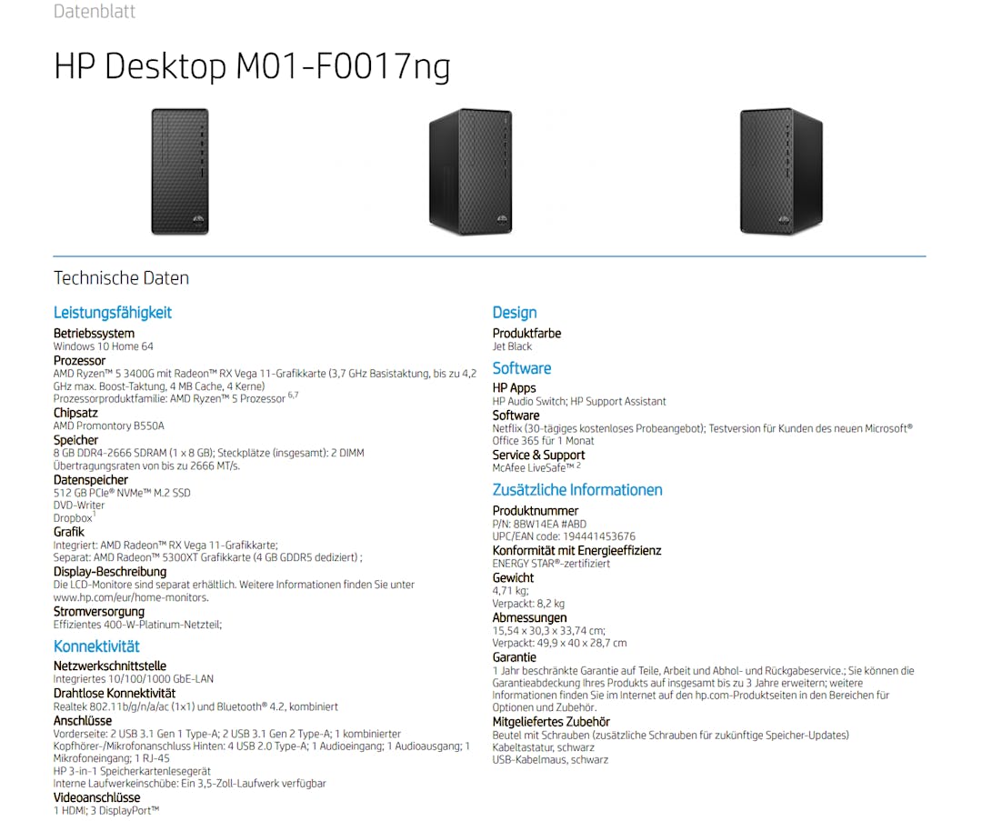 AMD Radeon RX 5300 XT in HP Desktop