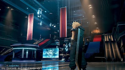 Ingang van Shinra Building in Final Fantasy 7 Remake getoond