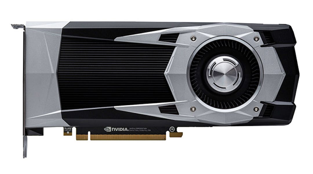 Bovenaanzicht van de NVIDIA P106-100 videokaart, de eerste poging om chipsets specifiek voor crypto-mining te maken.