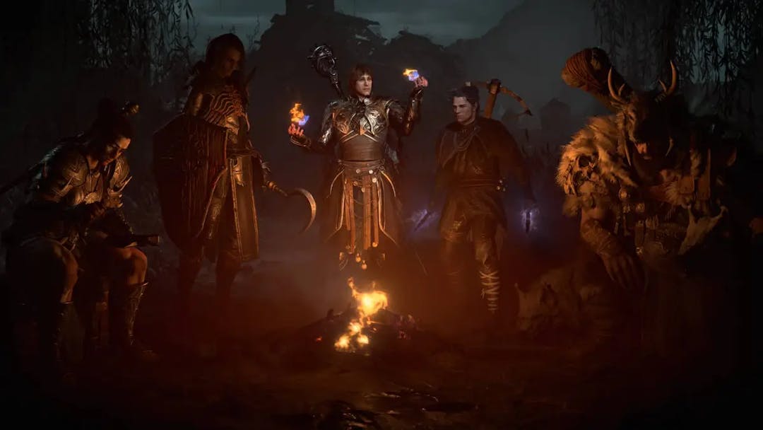 Diablo 4 campfire with different classes