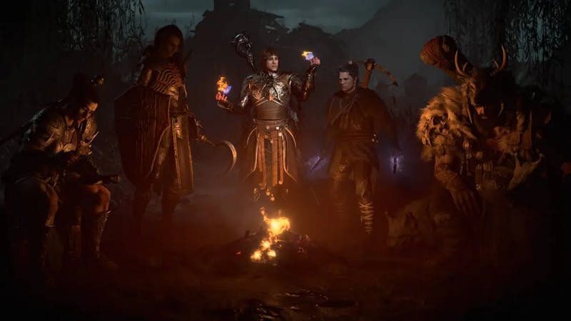 Diablo 4 campfire with different classes