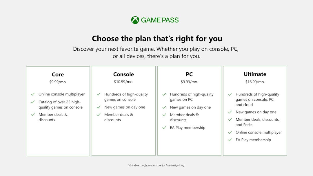 Xbox Game Pass Core