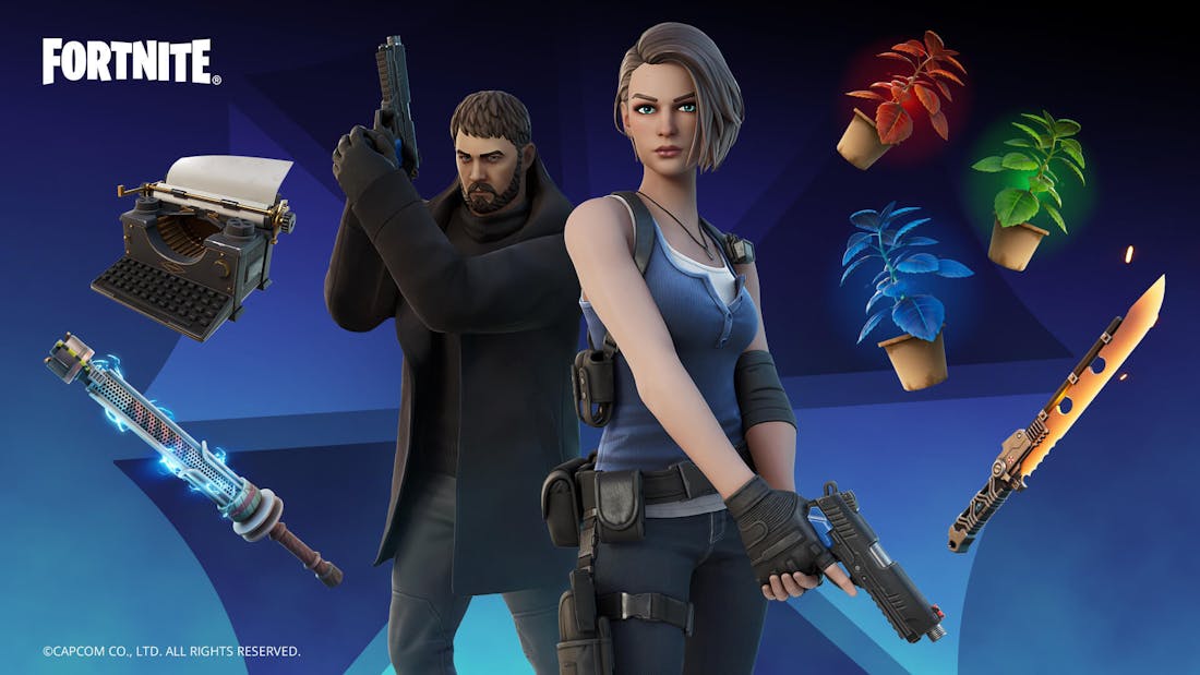 fortnite-resident-evil-crossover-chris-redfield-jill-valentine.jpg Resident Evil-personages Jill en Chris nu beschikbaar in Fortnite