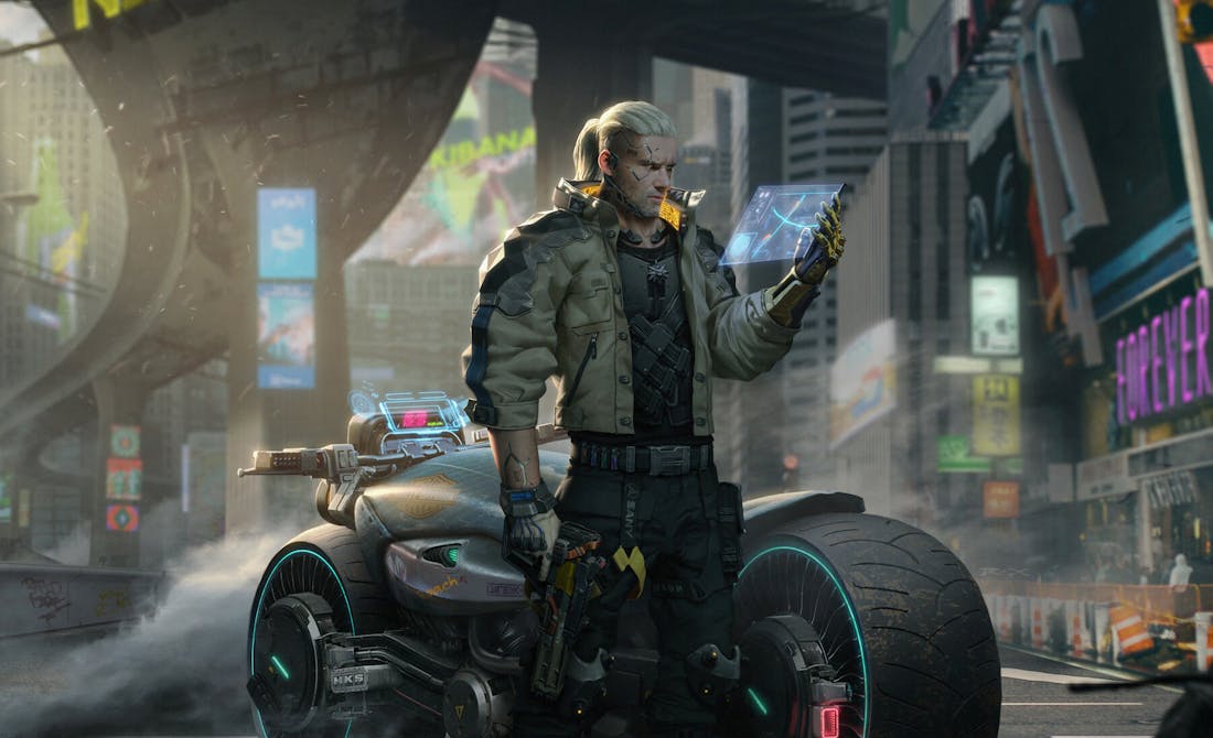 Geralt Cyberpunk 2077.jpg Fan maakt concept van Geralt uit The Witcher in Cyberpunk 2077