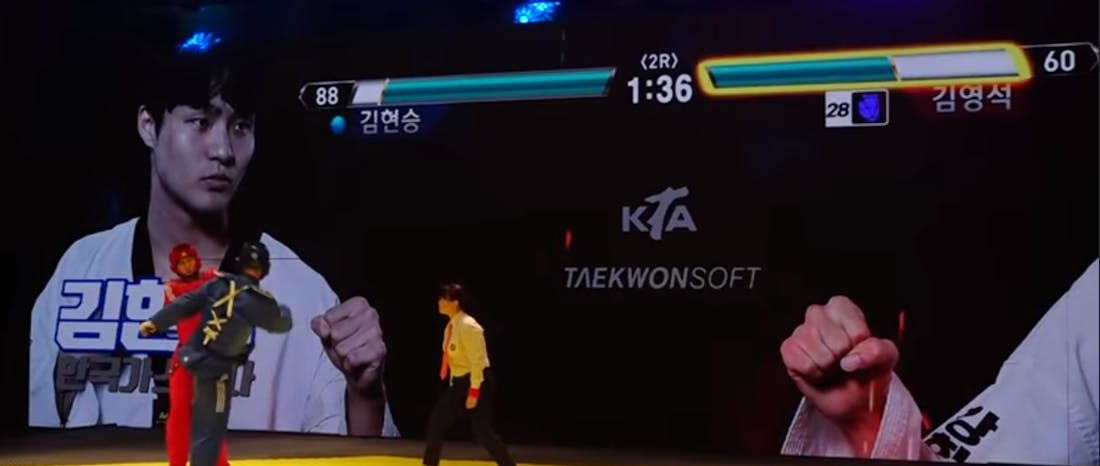 takweon.png Echt Taekwondo-toernooi maakt gebruik van levensbalken uit vechtgames