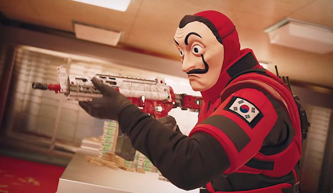 fdee.jpg Rainbow Six Siege kleurt rood van La Casa de Papel