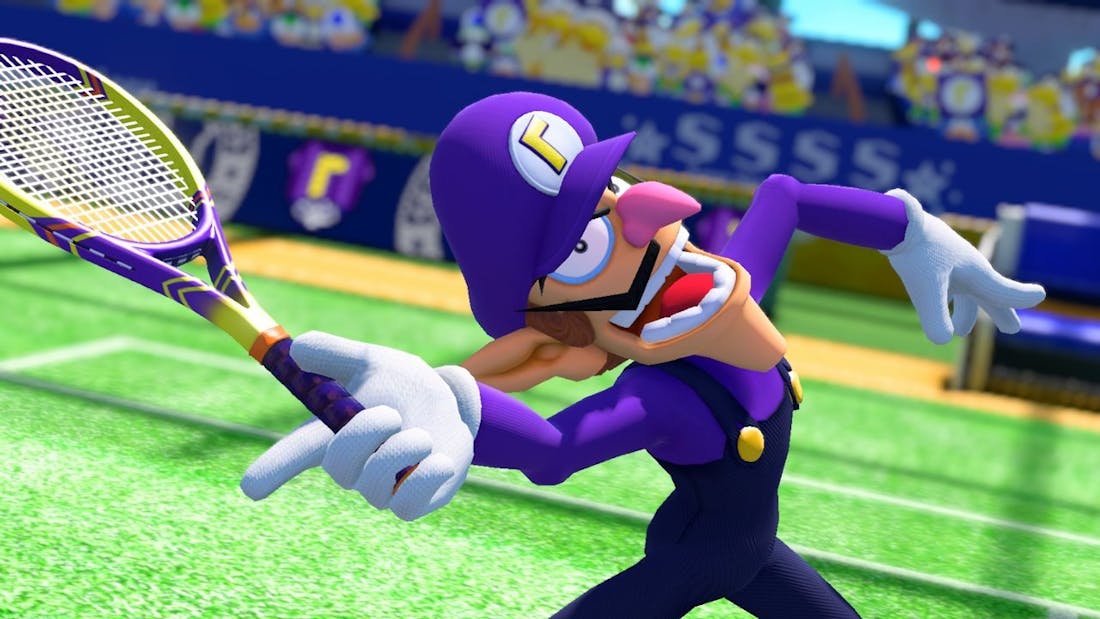 Waluigi Geschrapt personage Wapeach uit Mario Tennis getoond